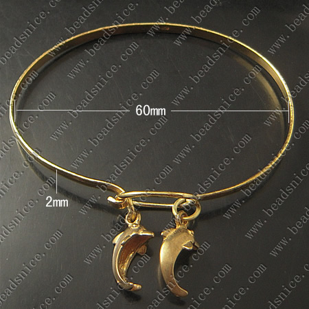 Bracelet, Brass,2mm,7.5inch,pendant:18X9mm,