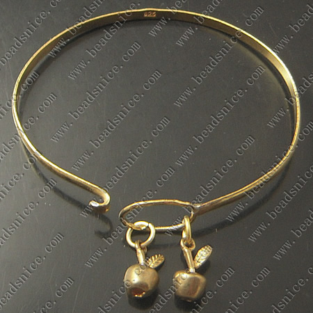 Bracelet, Brass,2mm,7.5inch,pendant:7X13mm,