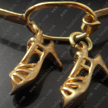 Bracelet, Brass,2mm,7.5inch,pendant:16X12mm,