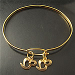 Bracelet, Brass,2mm,7.5inch,pendant:12X10mm,