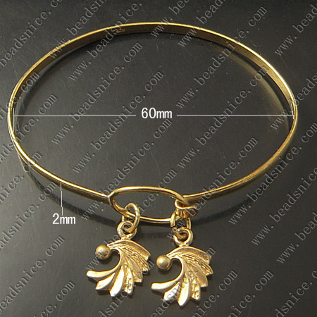 Bracelet, Brass,2mm,7.5inch,pendant:12X17mm,