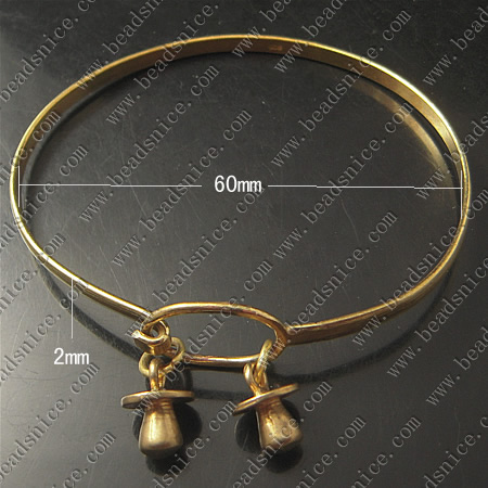 Bracelet, Brass,2mm,7.5inch,pendant:11X9mm,