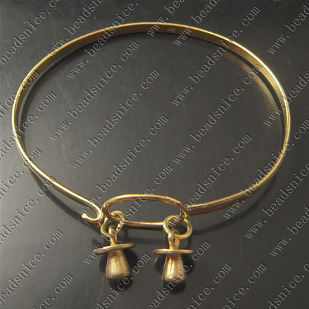 Bracelet, Brass,2mm,7.5inch,pendant:11X9mm,