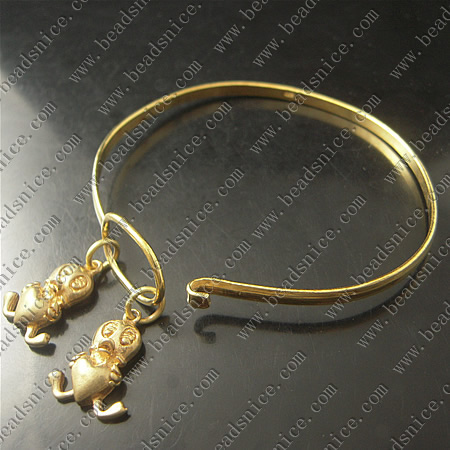 Bracelet, Brass,2mm,7.5inch,pendant:13X17mm,