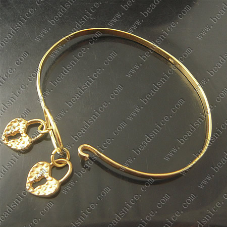 Bracelet, Brass,2mm,7.5inch,pendant:11X16mm,