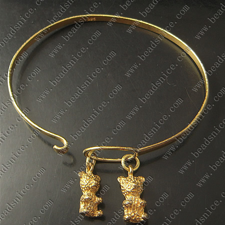 Bracelet, Brass,2mm,7.5inch,pendant:6X18mm,