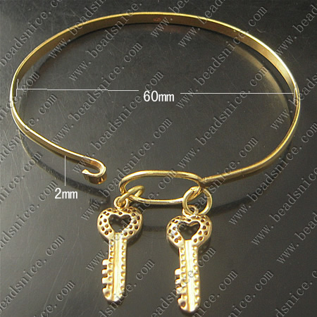 Bracelet, Brass,2mm,7.5inch,pendant:9X22mm,