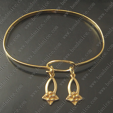 Bracelet, Brass,2mm,7.5inch,pendant:10X20mm,