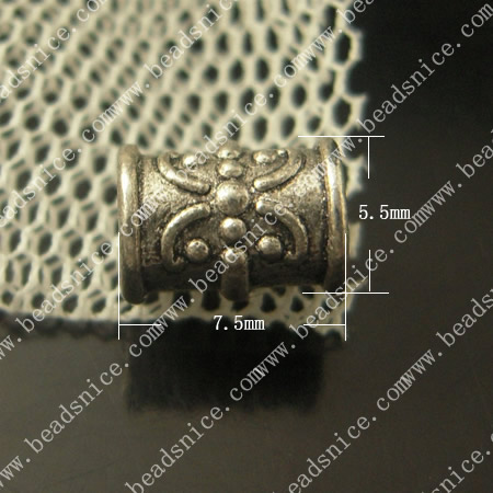 Zinc Alloy Jewelry Tubes,5.5X7.5mm,hole:3mm,Nickel-free,Lead-free,