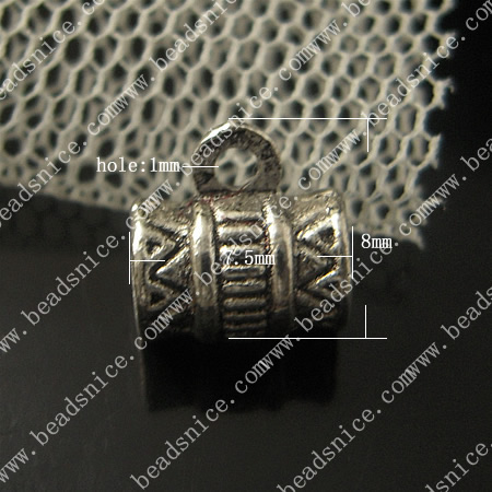 Zinc Alloy Jewelry Bail Beads,7.5X8mm,hole:1mm,Nickel-free,Lead-free,