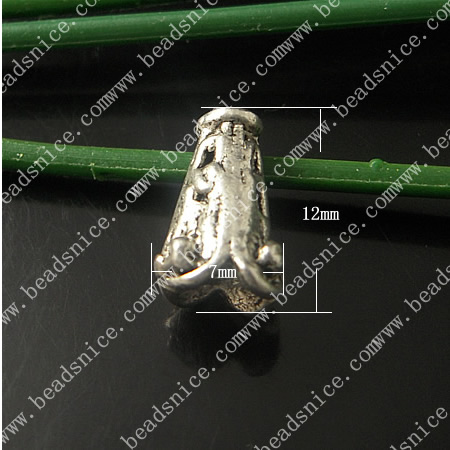 Zinc Alloy Bead Caps ,7X12mm,hole:1.5-3.5mm,Nickel-free,Lead-free,