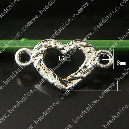 Zinc Metal Alloy Connector/Links,15X8mm, hole:1mm,Nickel-free,Lead-free,