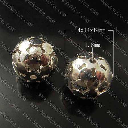 Brass Beads,14x14x14mm,Hole About:1.8mm,Nickel-Free,Lead-Safe,