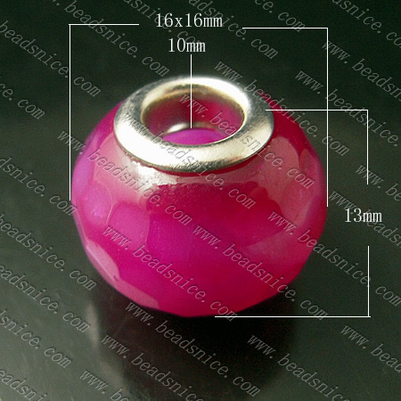 European Gemstone,16x16x13mm,Hole About:10mm,Nickel-Free,Lead-Safe,