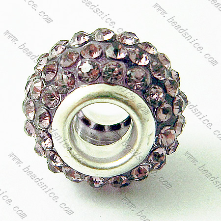 Rhinestone With Brass Core European Beads,15x15x10mm,Hole About:5mm,