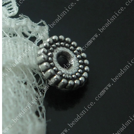 zinc Alloy Spacer Beads,8X8X2mm，hole:2mm,lead-free,nickel-free,