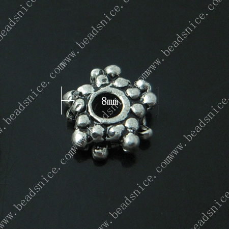 zinc Alloy Spacer Beads,8X8X3.5mm，hole:1.5mm,lead-free,nickel-free,