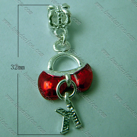 Zinc Alloy Charms,32x14mm,Hole About:4.5mm,Nickel-Free,Lead-Safe,
