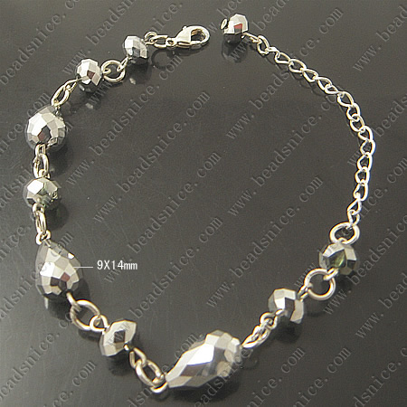 Bracelet, Lampwork, 7inch with 2inch adjustment Chain,clasp:12X7mm，