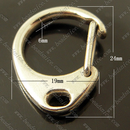 Zinc Alloy Key Rings,24x19x6mm,Nickel-Free,Lead-Safe,