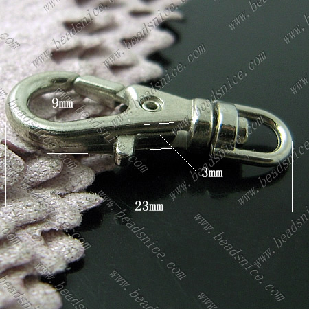 Zinc Alloy Key Rings,23x9x3mm,Nickel-Free,Lead-Safe,