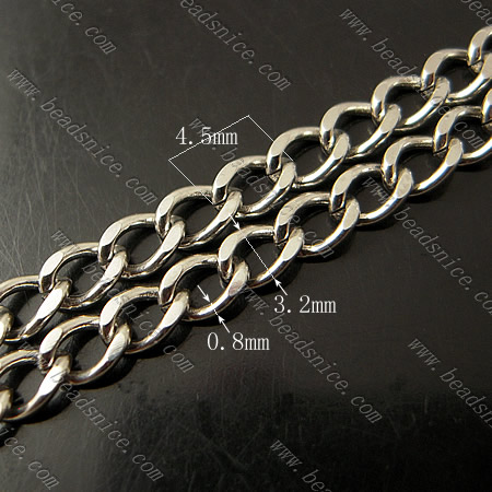 Brass Chain,0.8x3.2x4.5mm,Nickel-Free,Lead-Safe,