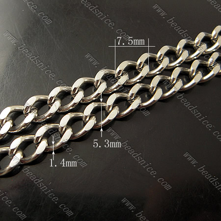 Brass Chain,1.3x5.3x7.5mm,