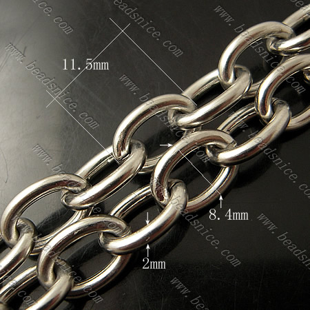 Brass Chain,2x8.4x11.5mm,Nickel-Free,Lead-Safe,