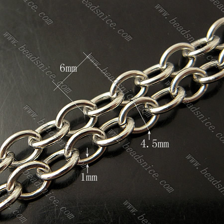 Brass Chain,1x4.5x6mm,Nickel-Free,Lead-Safe,