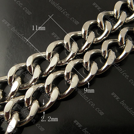Brass Chain,2.2x9x11mm,Nickel-Free,Lead-Safe,