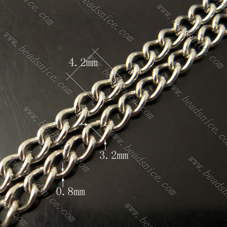 Brass Chain,0.8x3.2x4.2mm,Nickel-Free,Lead-Safe,
