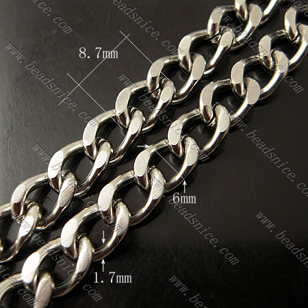 Stainless Steel Chain,1.7x6x8.7mm,