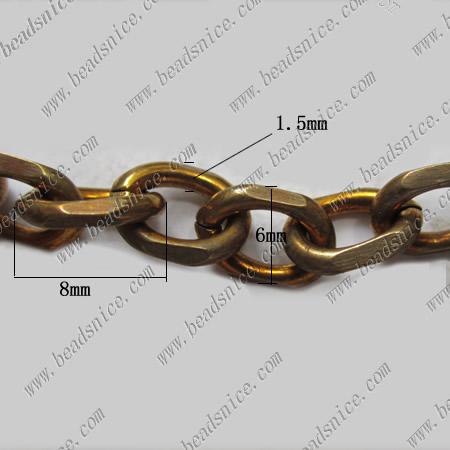 Open oval chain link flat cut chain wholesale fashion jewelry findings brass nickel-free lead-safe more size for choice