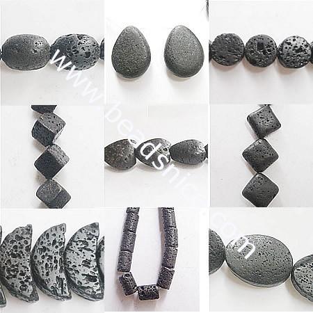 Lava Beads Natural, Mix style,10mm-30mm,Hole:about 0.8mm,16 inch,