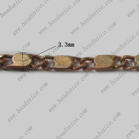 Brass Chain,3.3x6.5x1mm,Nicmkel-Free,Lead-Safe,