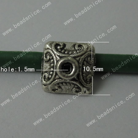 Zinc Alloy Bead Caps,10.5x10.5x4mm,Hole:1.5mm,Nickel-Free,Lead-Safe,