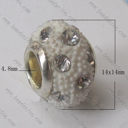 Rhinestone Beads,14x14x9mm,Hole About:4.8mm,