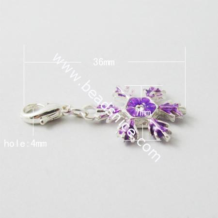 Zinc Alloy Charms,Flower,Hole:4mm,Nickel-Free,Lead-Safe,