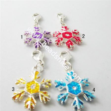 Zinc Alloy Charms,Flower,Hole:4mm,Nickel-Free,Lead-Safe,