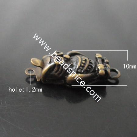 Brass Connectors/Link,Animal,21x10x5.5mm,Hole:2mm,Nickel-Free,Lead-Safe,