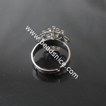 Iron Ring Finding,Flower,16mm,Inside Diameter:17mm,Nickel-Free,Lead-Safe,