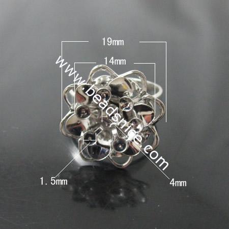 Iron Ring Finding,Flower,19mm,Inside Diameter:17mm,Nickel-Free,Lead-Safe,