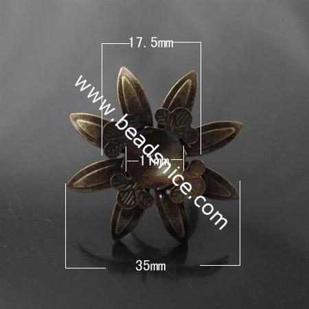 Iron Ring Finding,Flower,35mm,Inside Diameter:17mm,Nickel-Free,Lead-Safe,