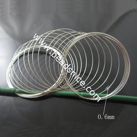 Memory Wire, steel, 0.6mm,60mm, Length:95-105 M,Nickel-Free,Lead-Safe,