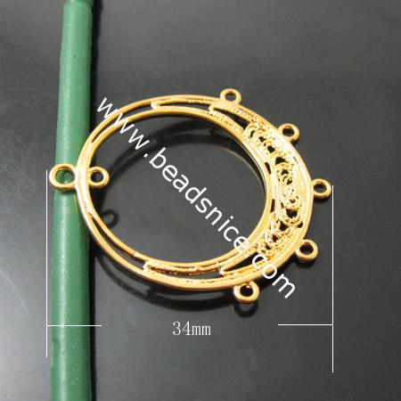 Brass  Pendant,34X30.5mm,Hole:2X1X1mm,Nickel-Free,Lead-Safe,