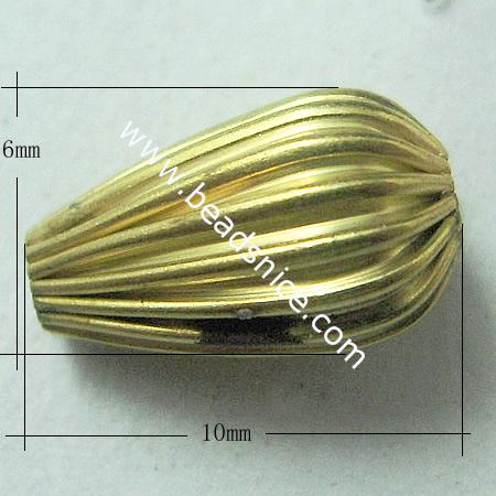Corrugated Hollow beads  Brass  rectangle