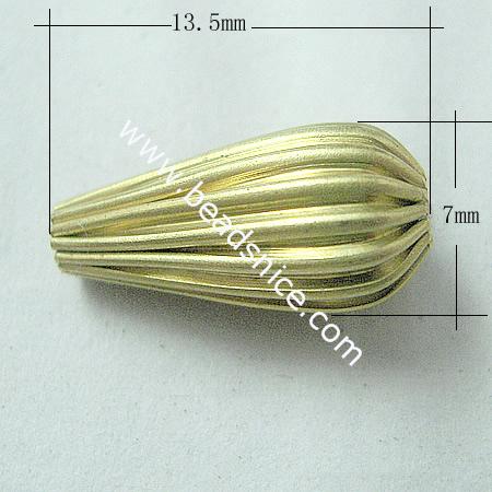 Brass Beads,7x13.5mm,Hole About:1.2mm,Nickel-Free,Lead-Safe,