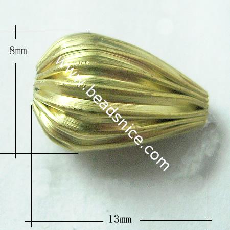 Brass Beads,8x13mm,Hole About:1.2mm,Nickel-Free,Lead-Safe,