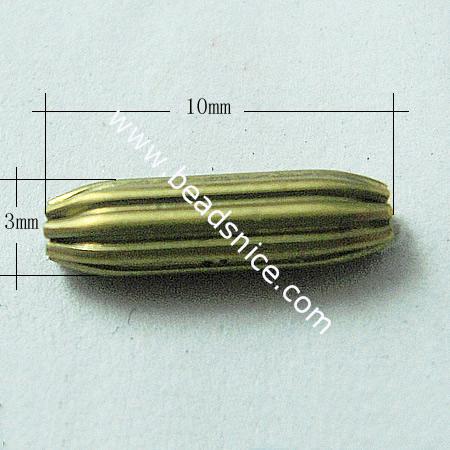 Brass Beads,3x10mm,Hole About:1.2mm,Nickel-Free,Lead-Safe,