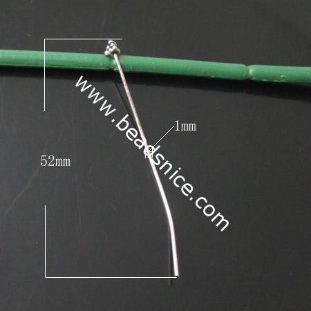 Brass Headpin,52x3.5x3.5mm,Nickel-Free,Lead-Safe,
